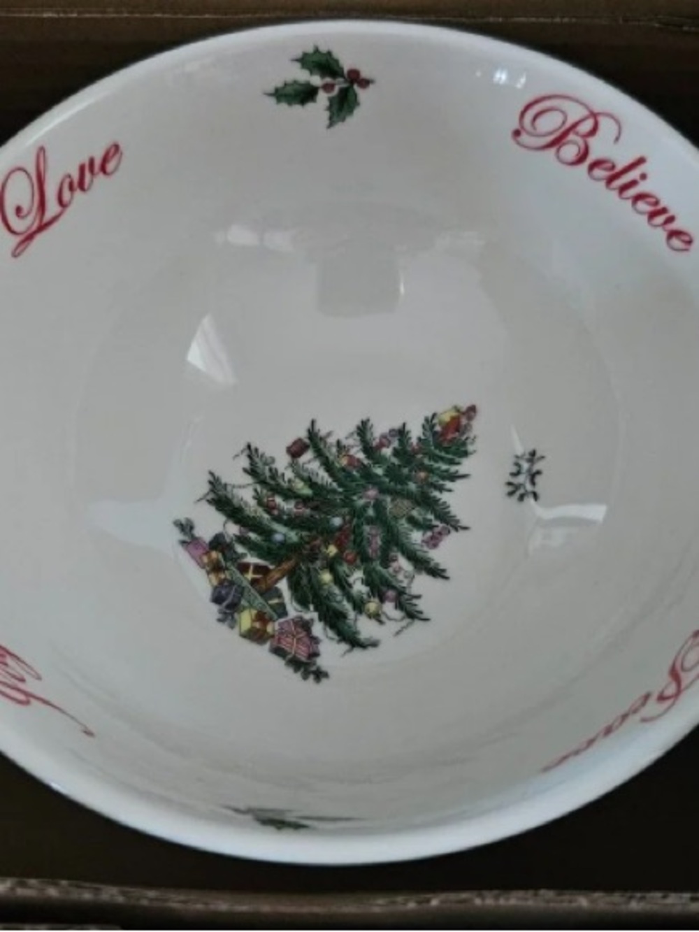 Holiday Ceramic Christmas Tree Serving Bowl - White/Green